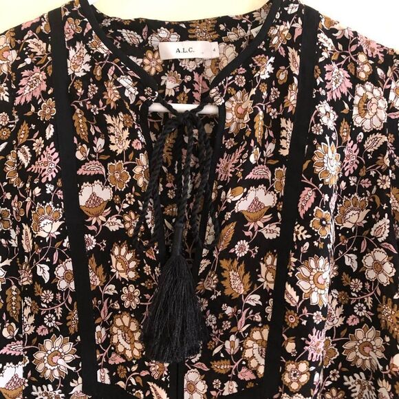 A.C.L Sheer Long Sleeve Blouse With Tassels Sz 4 - Picture 4 of 6